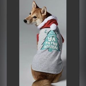 NWT. Pup Crew hoodie with “Merry Christmas Ya Filthy Animal” tree and Santa hat